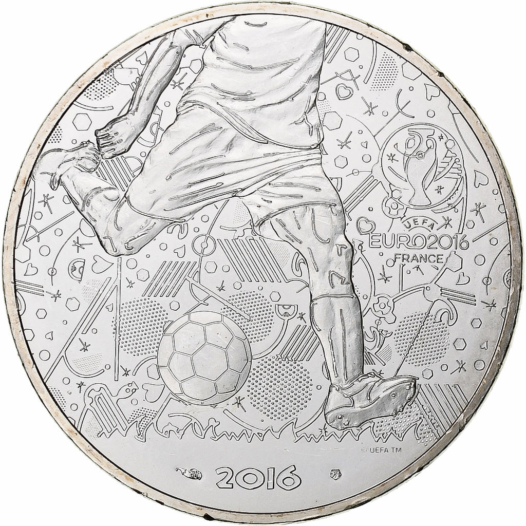 Francia, 10 Euro, UEFA Euro 2016, 2016, Monnaie de Paris, SC, Plata