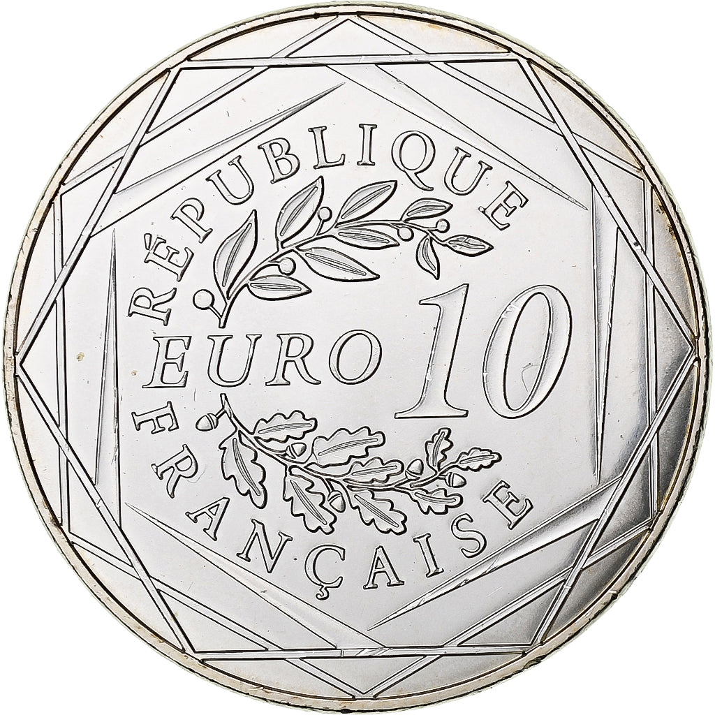 France, 10 Euro, UEFA Euro 2016, 2016, Monnaie de Paris, MS(63), Silver