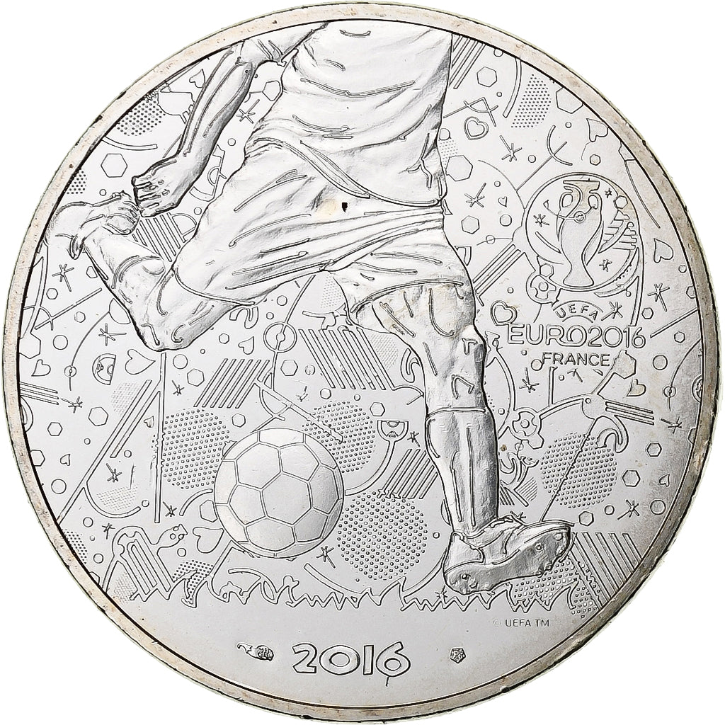 France, 10 Euro, UEFA Euro 2016, 2016, Monnaie de Paris, SPL, Argent