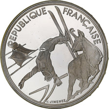France, 100 Francs, Albertville 1992, 1990, Paris, OLYMPIC GAMES, Silver, MS(63)