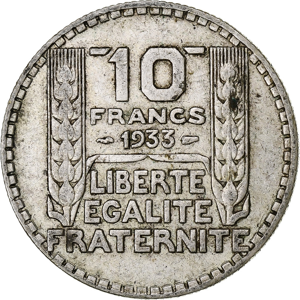 France, 10 Francs, Turin, 1933, Paris, Silver, VF(30-35), KM:878