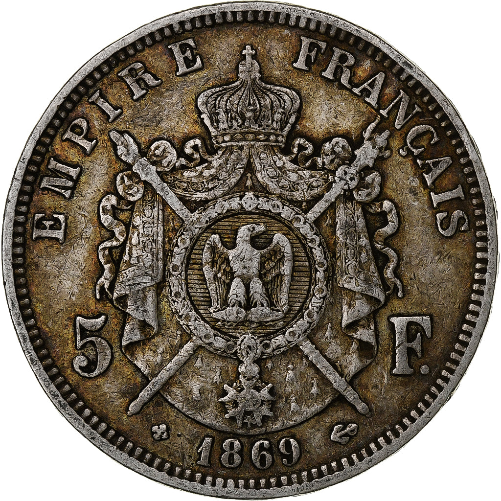 France, 5 Francs, Napoléon III, 1869, Strasbourg, Silver, VF(30-35)