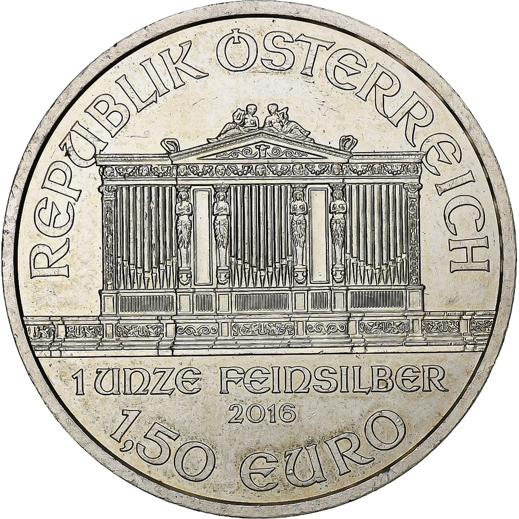 Austria, Philharmonic Orchestra, 1-1/2 Euro, 2016, 1 Oz, MS(60-62), Silver