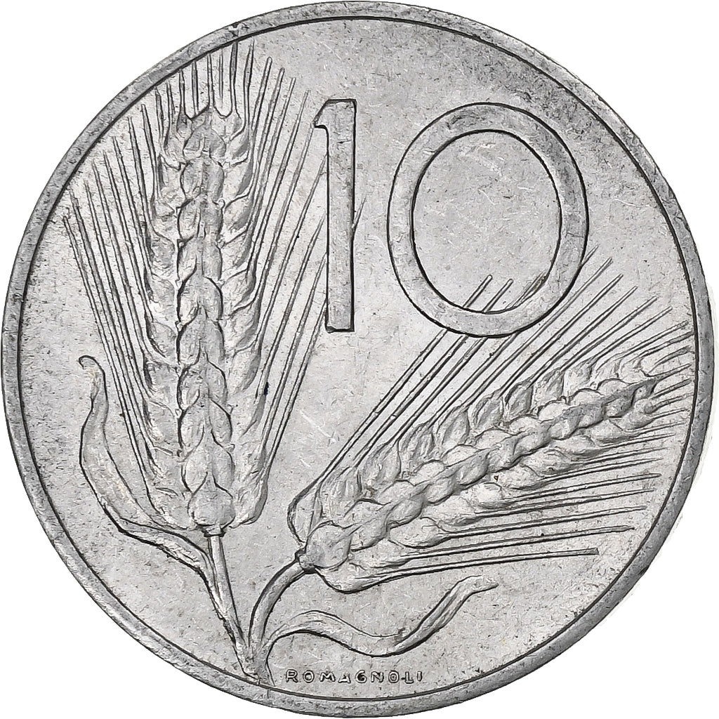 Italia, 10 Lire, 1953, Rome, Aluminio, MBC+, KM:93