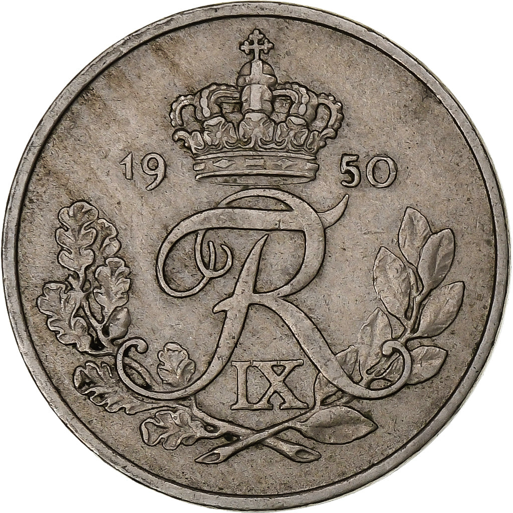 Denmark, Frederik IX, 25 Öre, 1950, Copenhagen, Copper-nickel, EF(40-45)