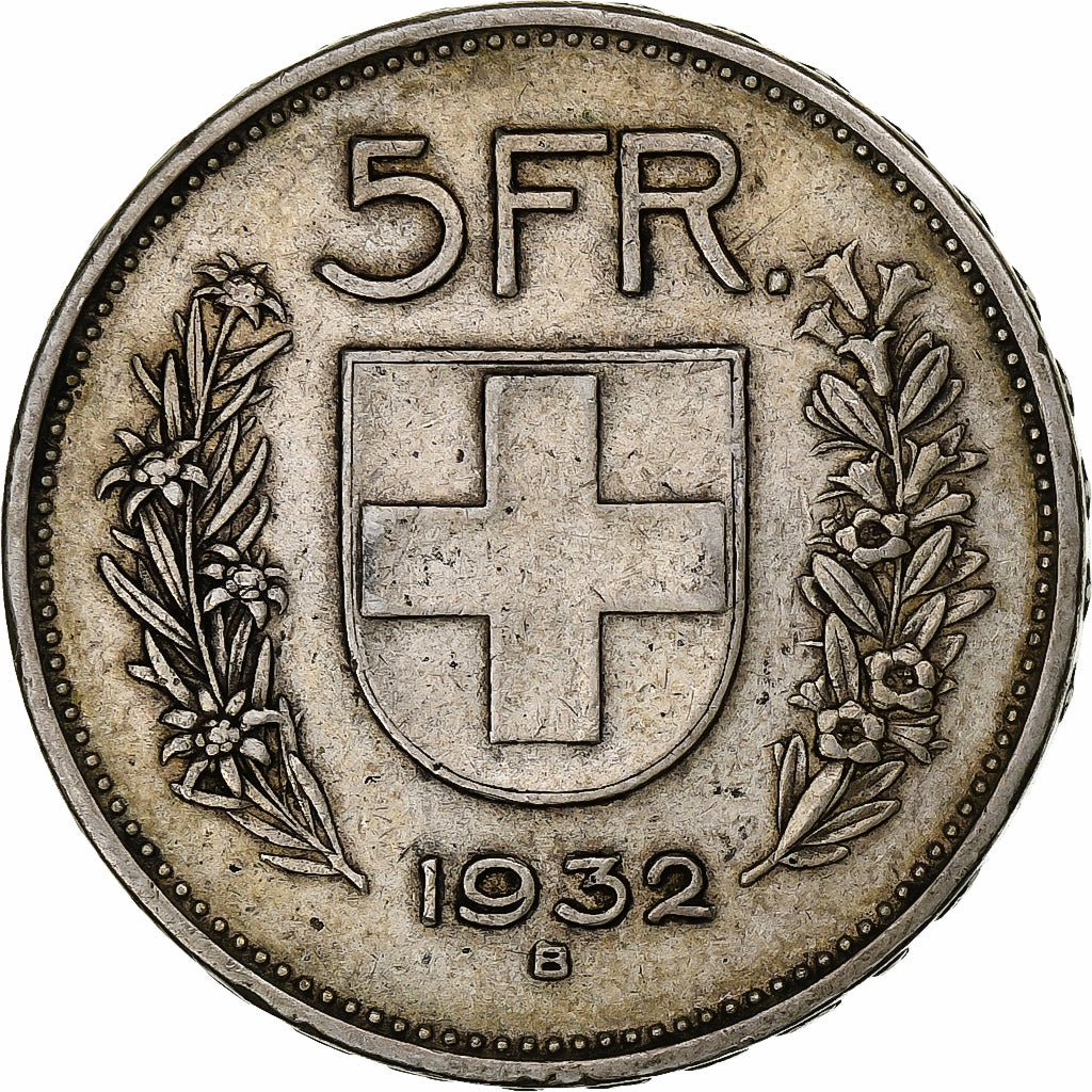 Svizzera, 5 Francs, 1932, Bern, Argento, MB+, KM:40
