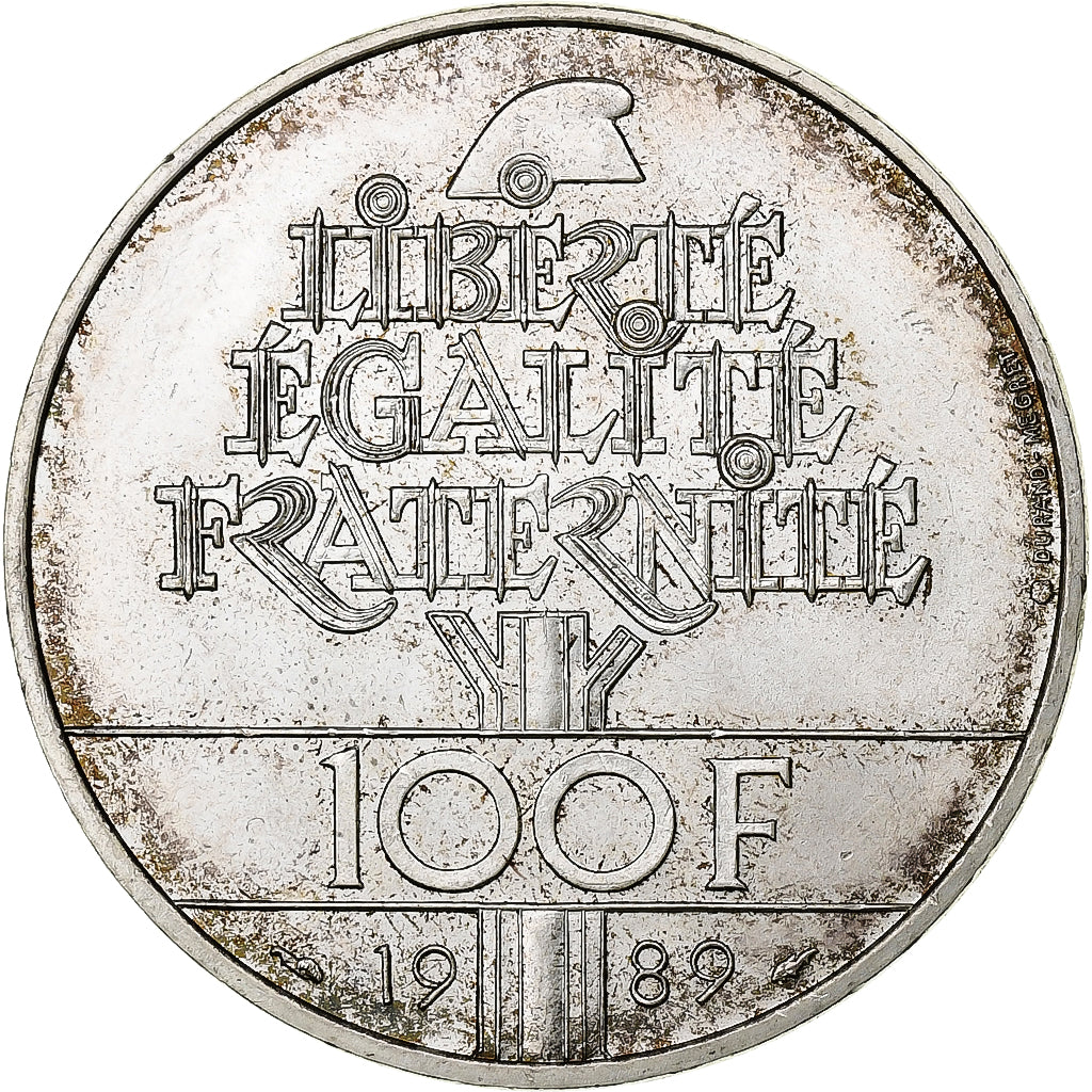 Frankreich, 100 Francs, Droits de l'Homme, 1989, Génie, Silber, VZ+