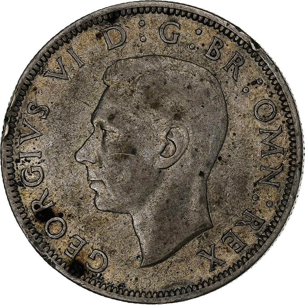 Wielka Brytania, George VI, 1/2 Crown, 1942, Srebro, EF(40-45), KM:856