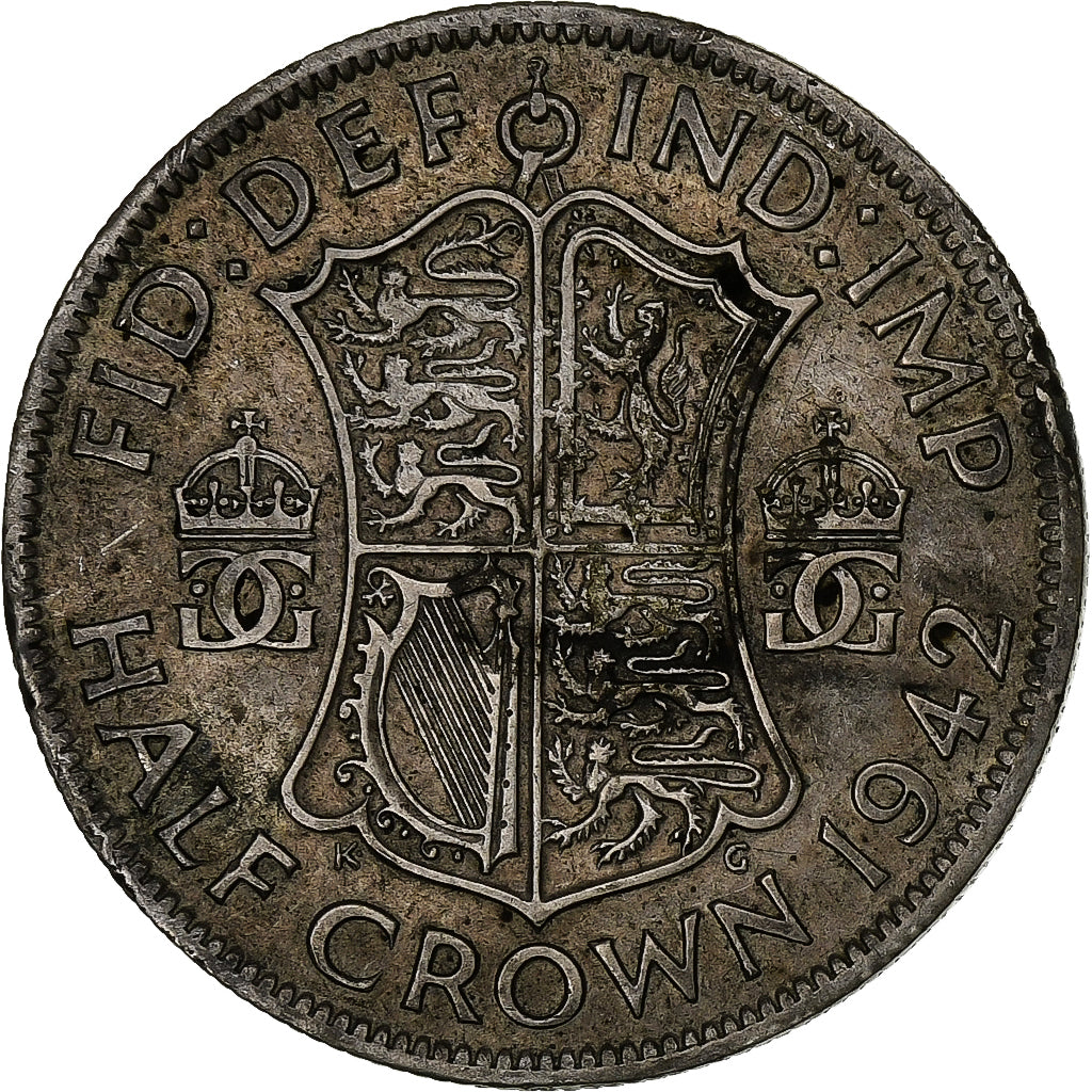 Wielka Brytania, George VI, 1/2 Crown, 1942, Srebro, EF(40-45), KM:856