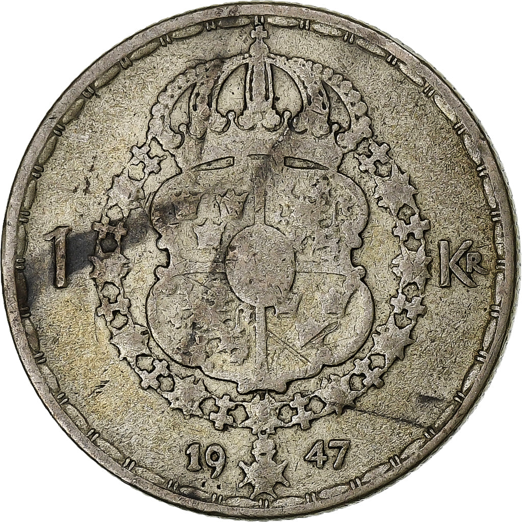 Schweden, Gustaf V, Krona, 1947, Silber, S, KM:814