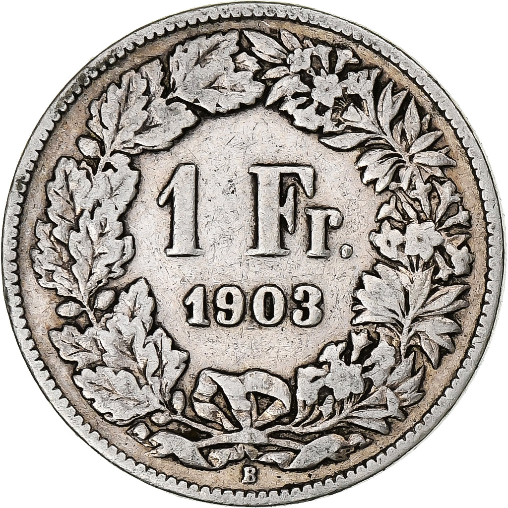 Szwajcaria, Franc, 1903, Bern, Srebro, VF(20-25), KM:24