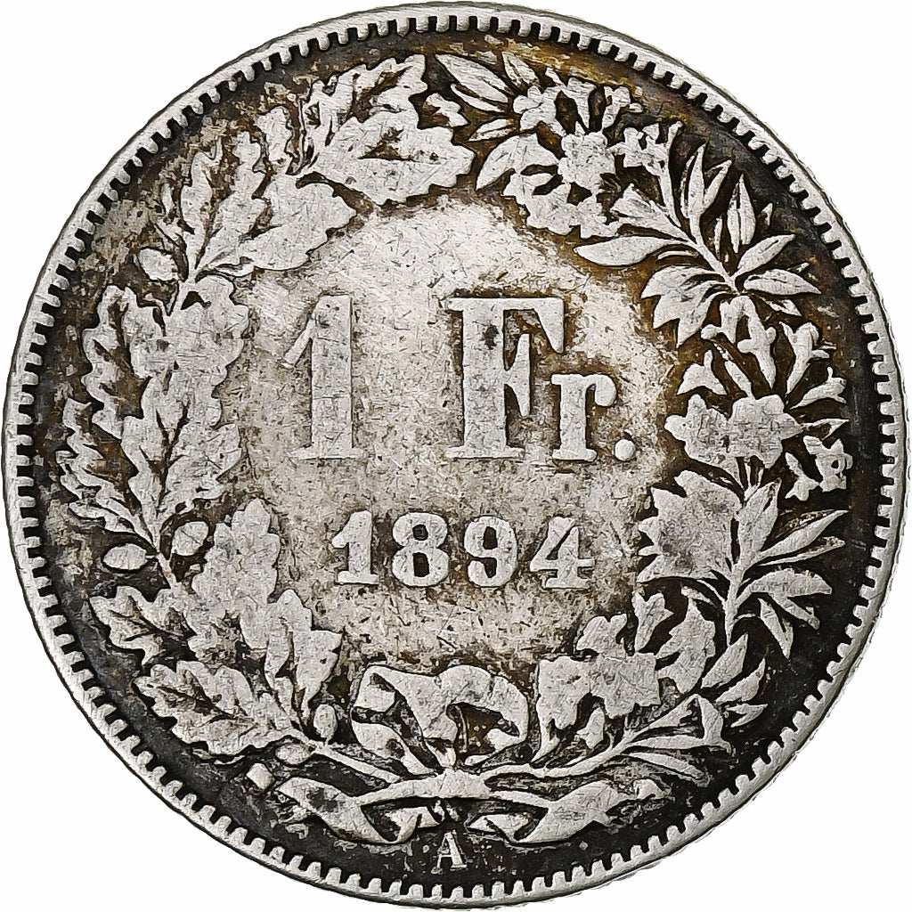Switzerland, Franc, 1894, Paris, Silver, VF(20-25), KM:24