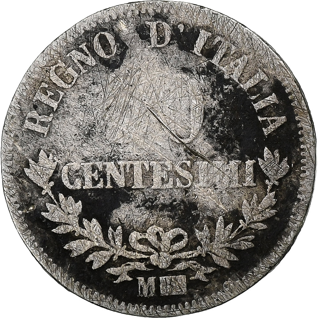 Italie, Vittorio Emanuele II, 50 Centesimi, 1863, Milan, Argent, B+, KM:4a.1