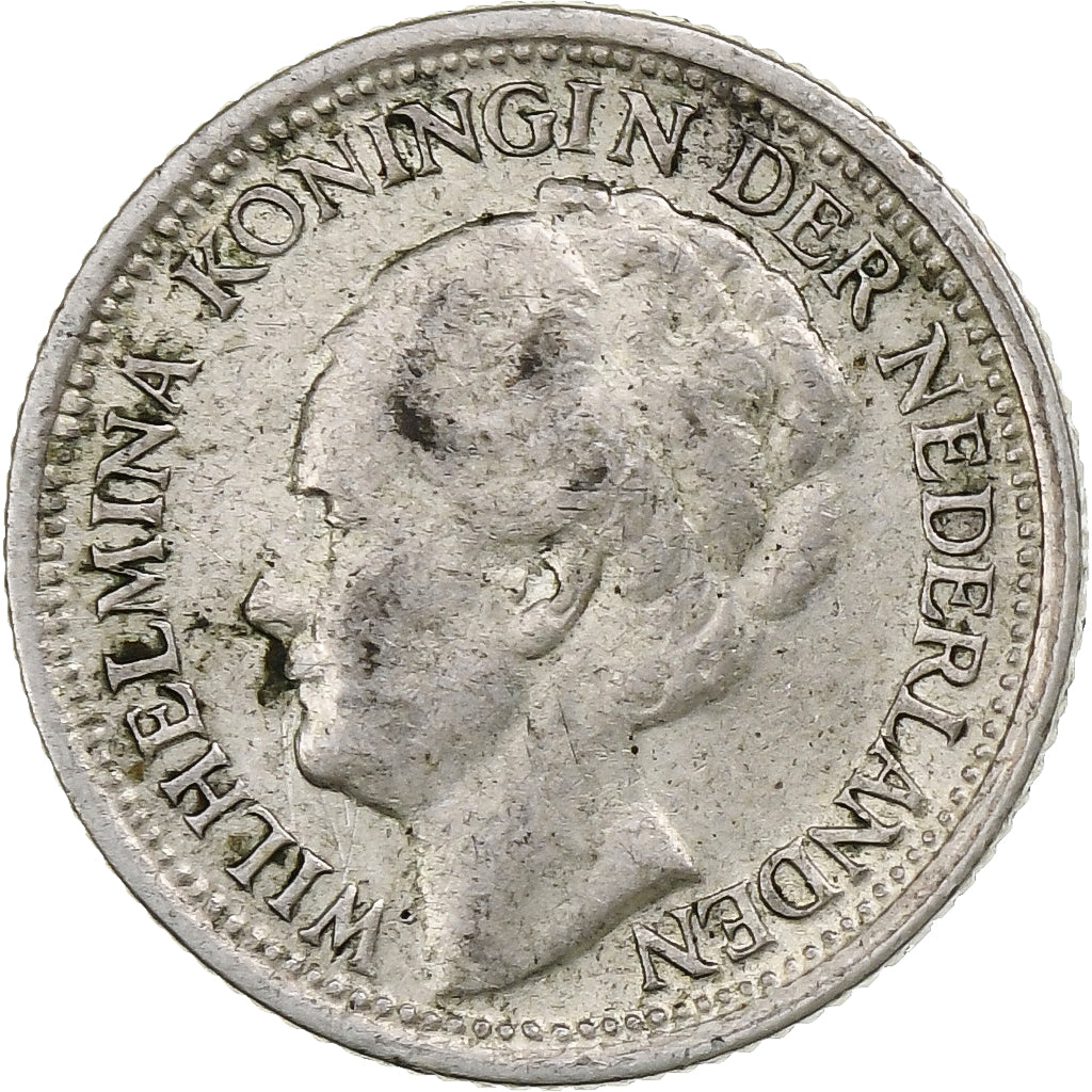 Países Baixos, Wilhelmina I, 10 Cents, 1938, Utrecht, Prata, EF(40-45), KM:163
