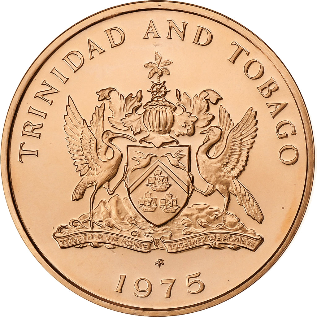 TRINIDAD E TOBAGO, Cent, 1975, Franklin Mint, FDC, Bronzo, KM:25