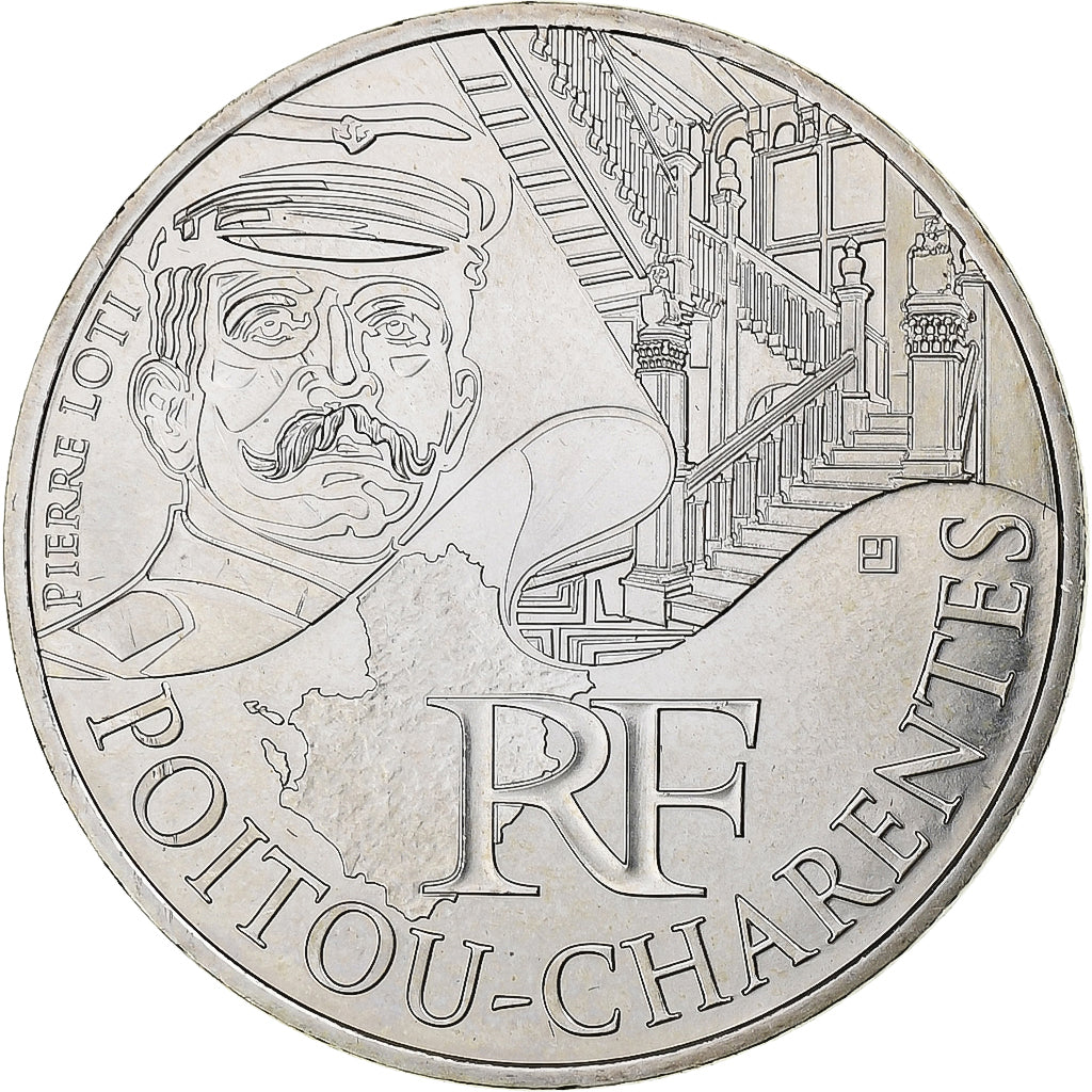 France, 10 Euro, Poitou-Charentes, Pierre Loti, 2012, Paris, Silver, MS(63)