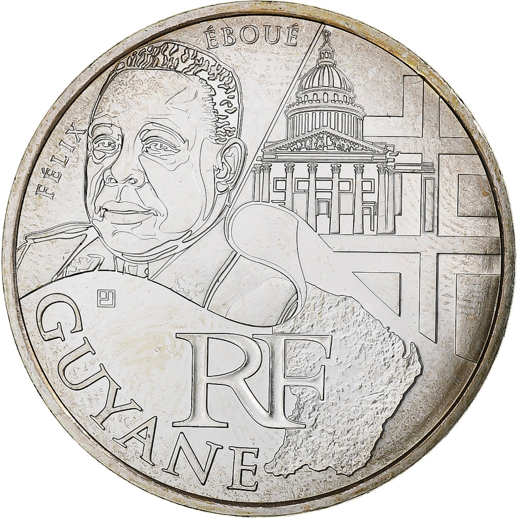 France, 10 Euro, Guyane, Félix Éboué, 2012, Paris, Argent, SPL, KM:1863