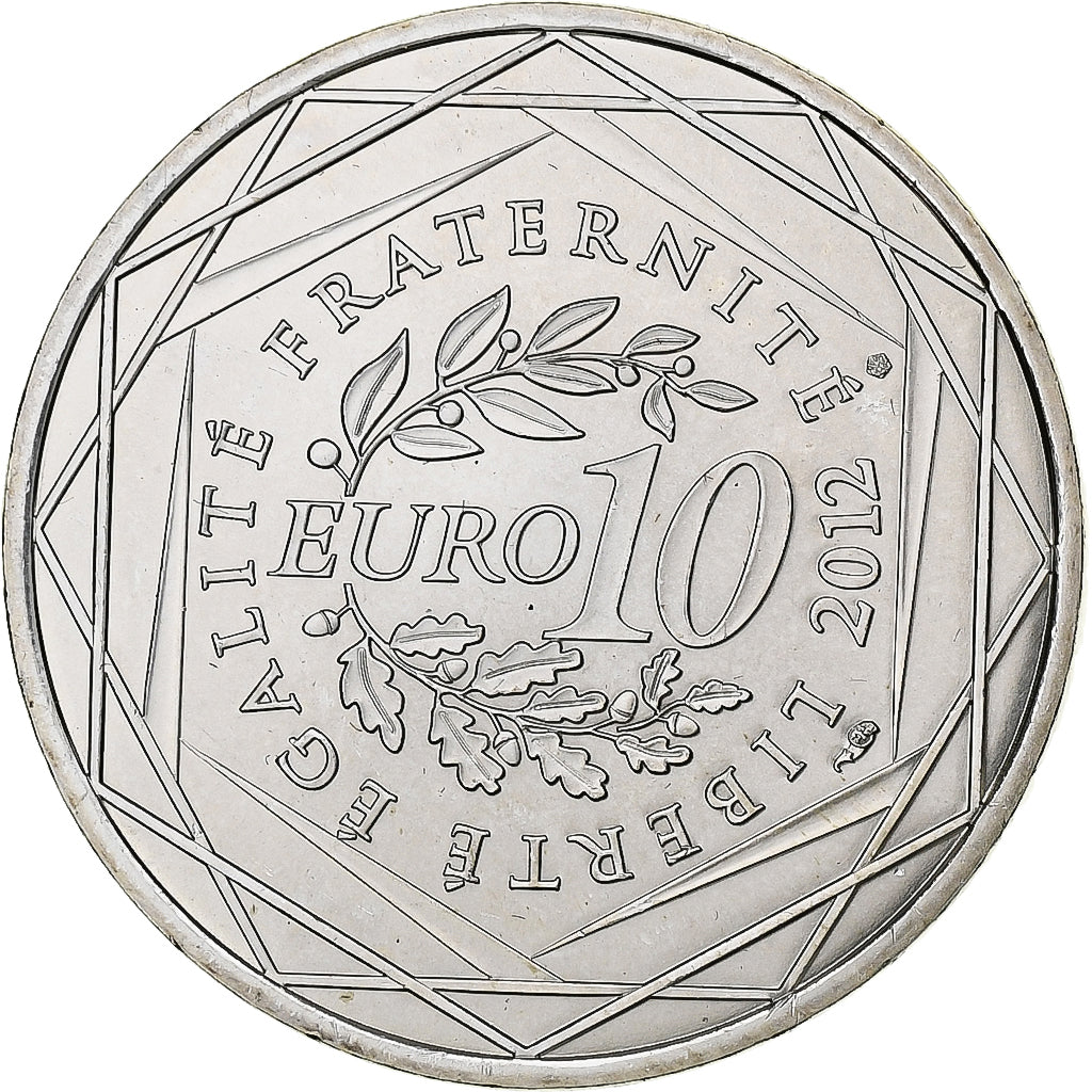 France, 10 Euro, Réunion, Rolland Garros, 2012, Paris, Silver, MS(63), KM:1863
