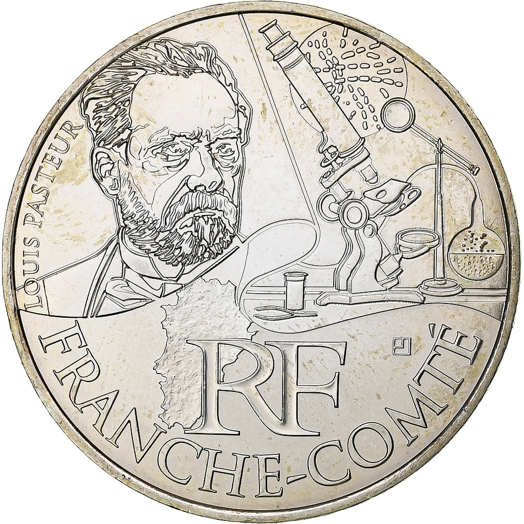 Francia, 10 Euro, Franche-Comté, Louis Pasteur, 2012, Paris, Argento, SPL