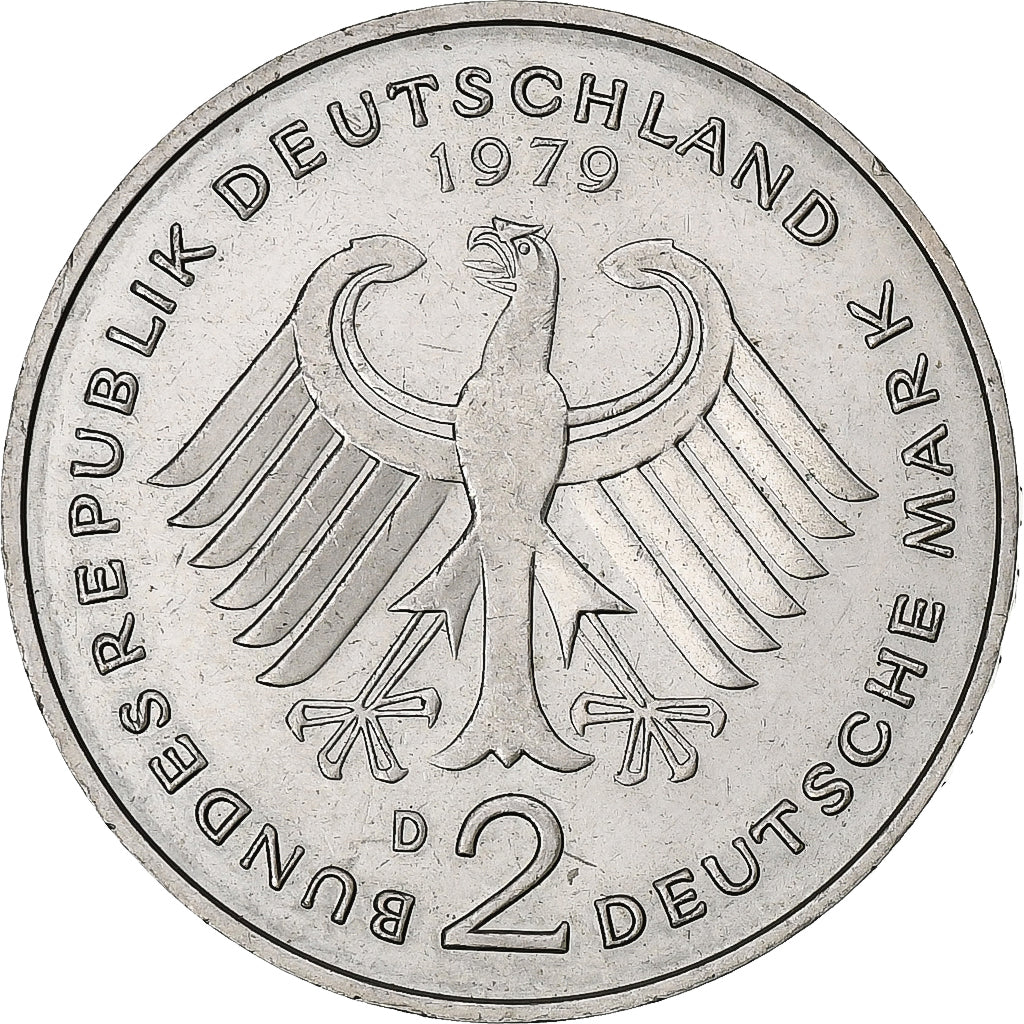 GERMANY - FEDERAL REPUBLIC, 2 Mark, 1979, Munich, Copper-Nickel Clad Nickel