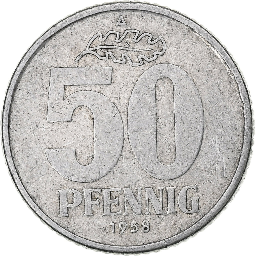 ALEMANHA - REPÚBLICA DEMOCRÁTICA, 50 Pfennig, 1958, Berlin, Alumínio