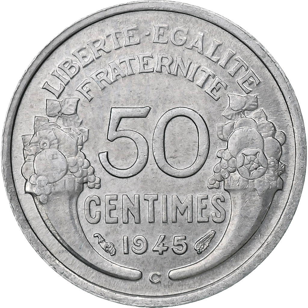 France, 50 Centimes, Morlon, 1945, Castelsarrasin, Aluminium, SUP, Gadoury:426a