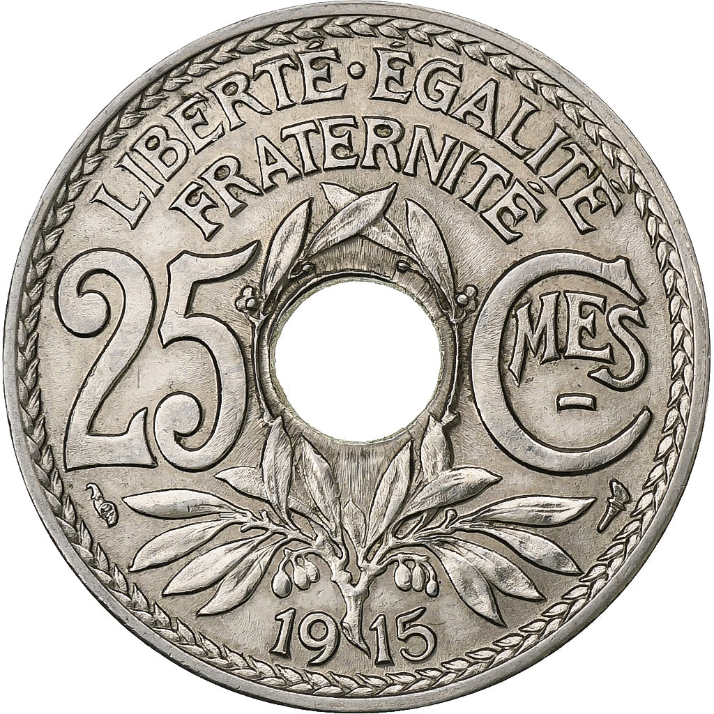 Francia, 25 Centimes, Lindauer, 1915, Nichel, SPL, Gadoury:379, KM:867