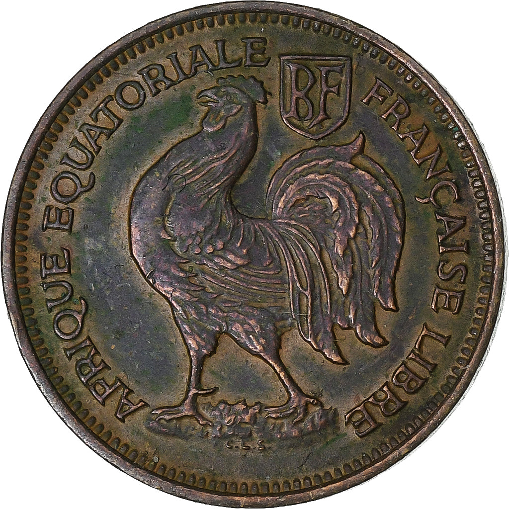 French Equatorial Africa, 50 Centimes, 1943, Pretoria, Bronze, EF(40-45), KM:1a