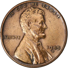 United States, Cent, Lincoln Cent, 1945, U.S. Mint, Brass, VF(30-35), KM:A132