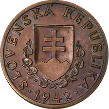 Slovakia, 20 Halierov, 1942, Bronze, AU(50-53), KM:4