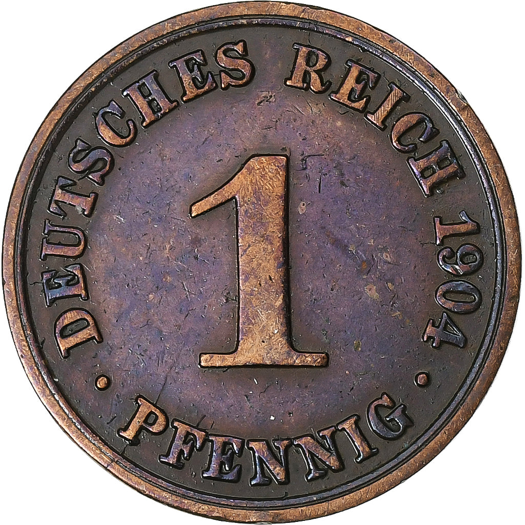 GERMANY - EMPIRE, Wilhelm II, Pfennig, 1904, Berlin, Copper, EF(40-45), KM:10