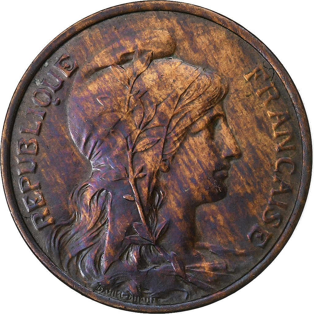 Francia, 5 Centimes, Dupuis, 1914, Paris, Bronce, BC+, Gadoury:165, KM:842