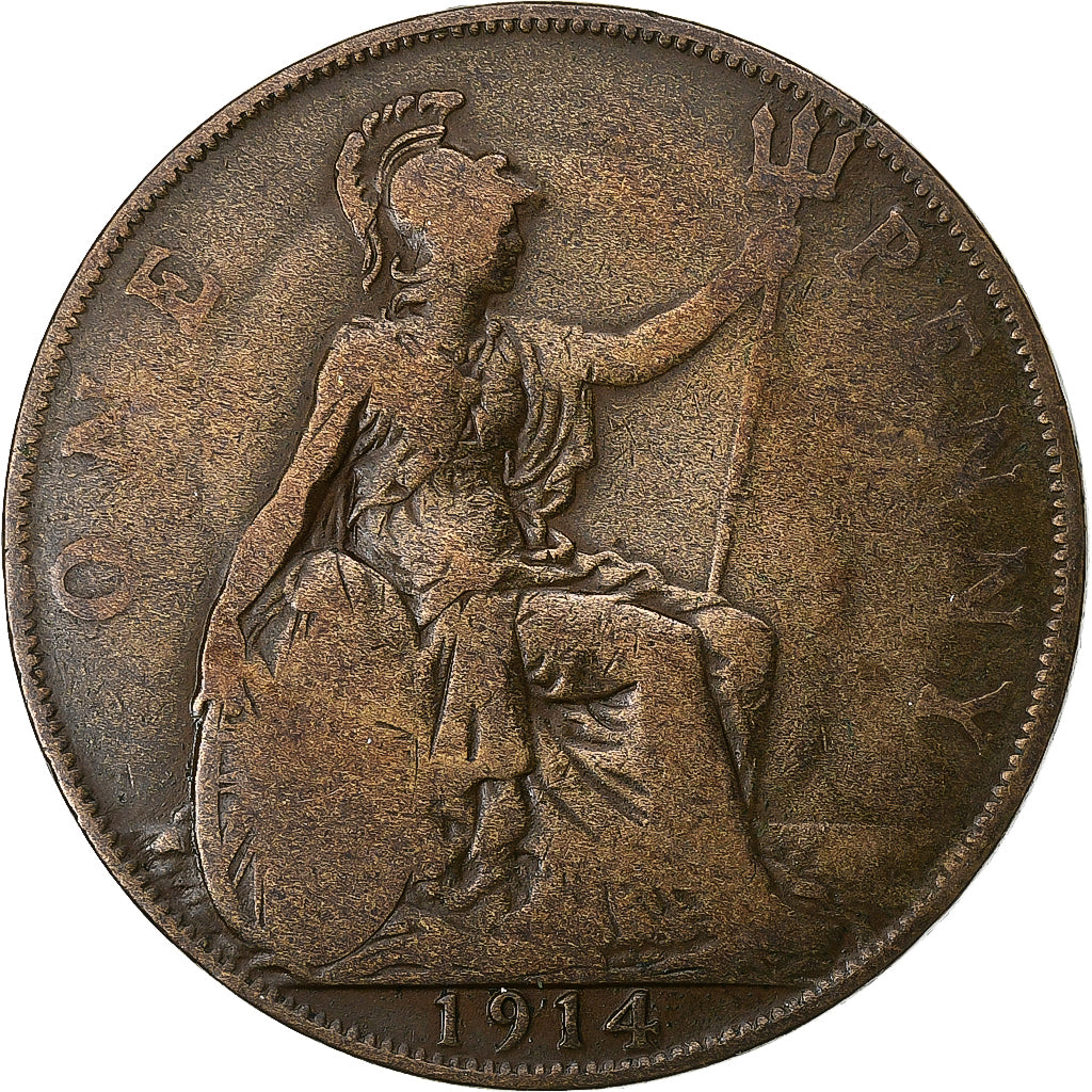 Grã-Bretanha, George V, Penny, 1914, Bronze, F(12-15), KM:810