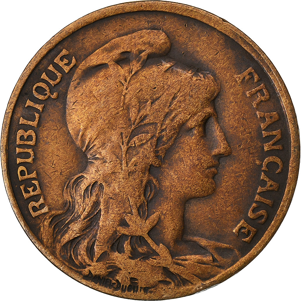 Francia, 10 Centimes, Dupuis, 1910, Paris, Bronce, BC+, Gadoury:277, KM:843