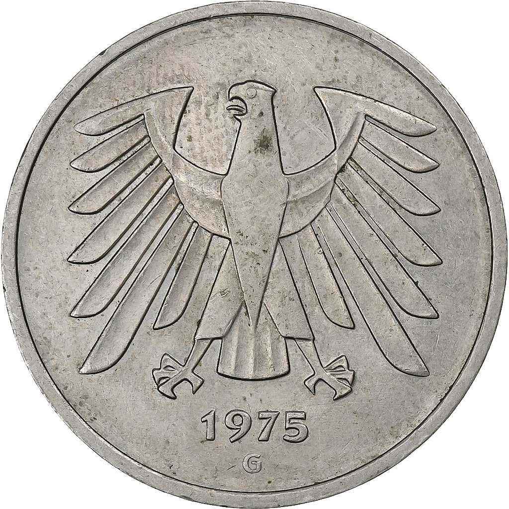 Bundesrepublik Deutschland, 5 Mark, 1975, Karlsruhe, Copper-Nickel Clad Nickel