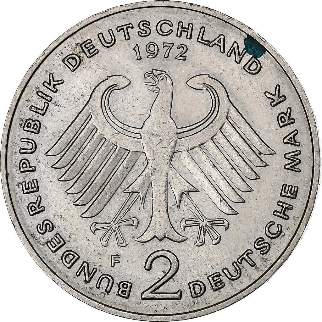 Bundesrepublik Deutschland, 2 Mark, 1972, Stuttgart, Copper-Nickel Clad Nickel