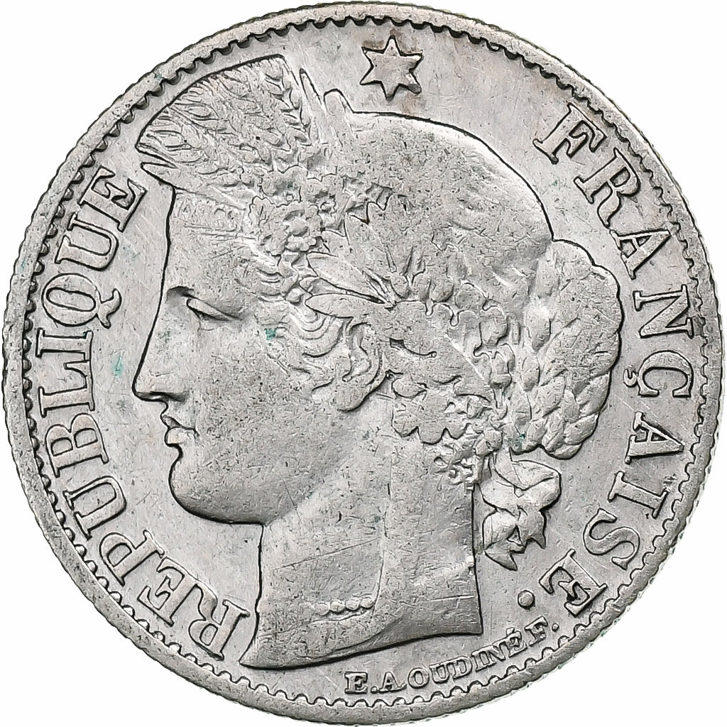 Frankrijk, 50 Centimes, Cérès, 1887, Paris, Zilver, ZF, Gadoury:419a, KM:834.1