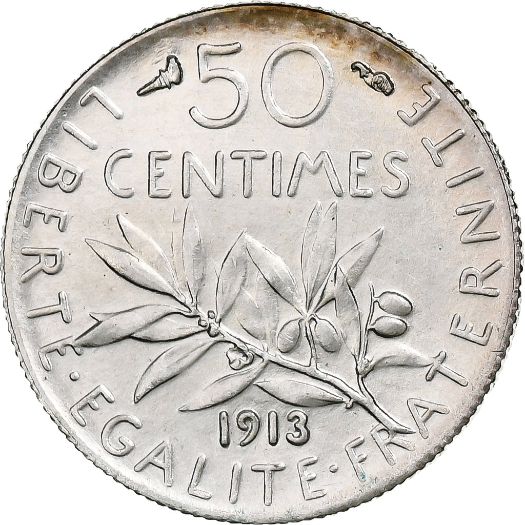 France, 50 Centimes, Semeuse, 1913, Paris, Argent, SUP, Gadoury:420, KM:854