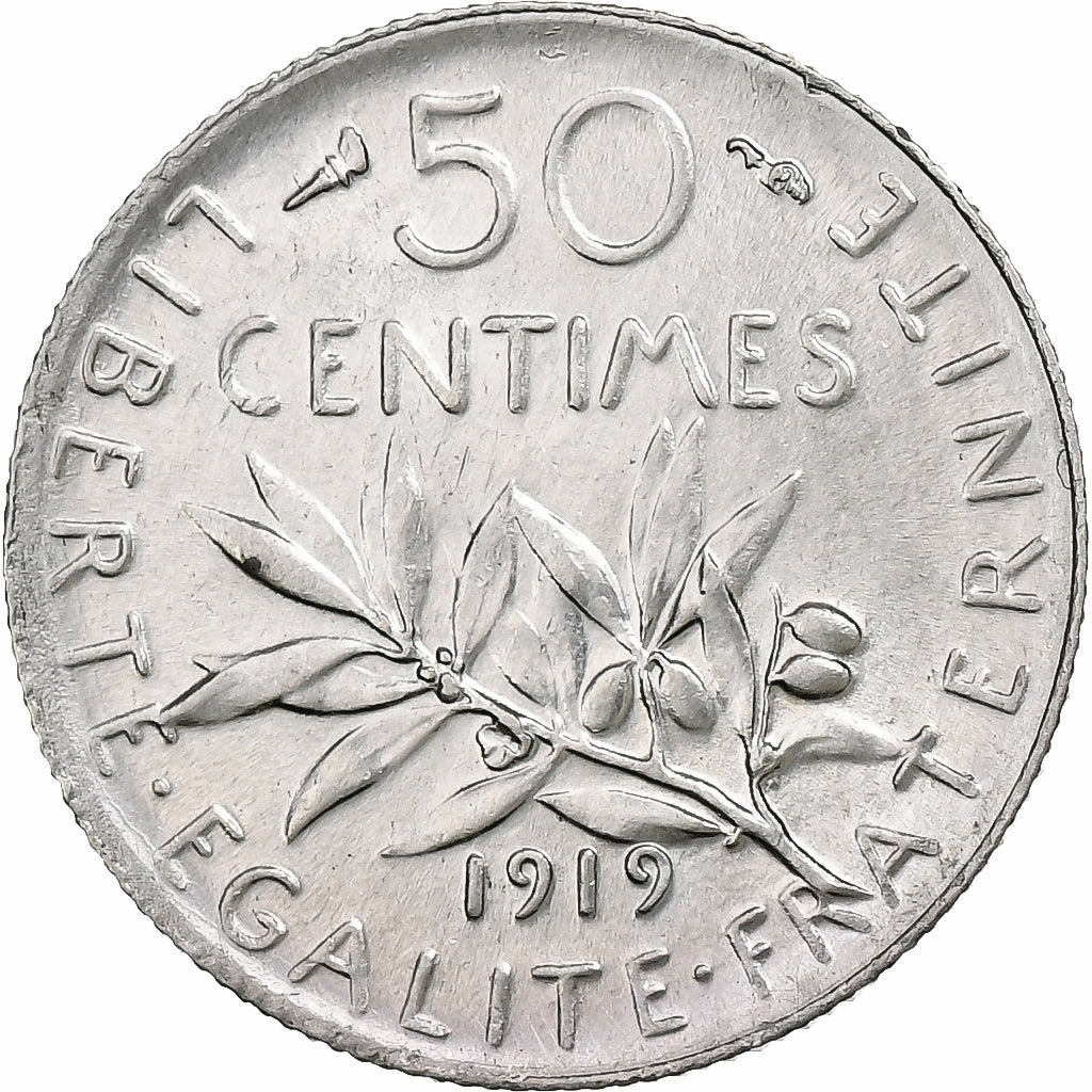 Francia, 50 Centimes, Semeuse, 1919, Paris, Argento, SPL-, Gadoury:420, KM:854