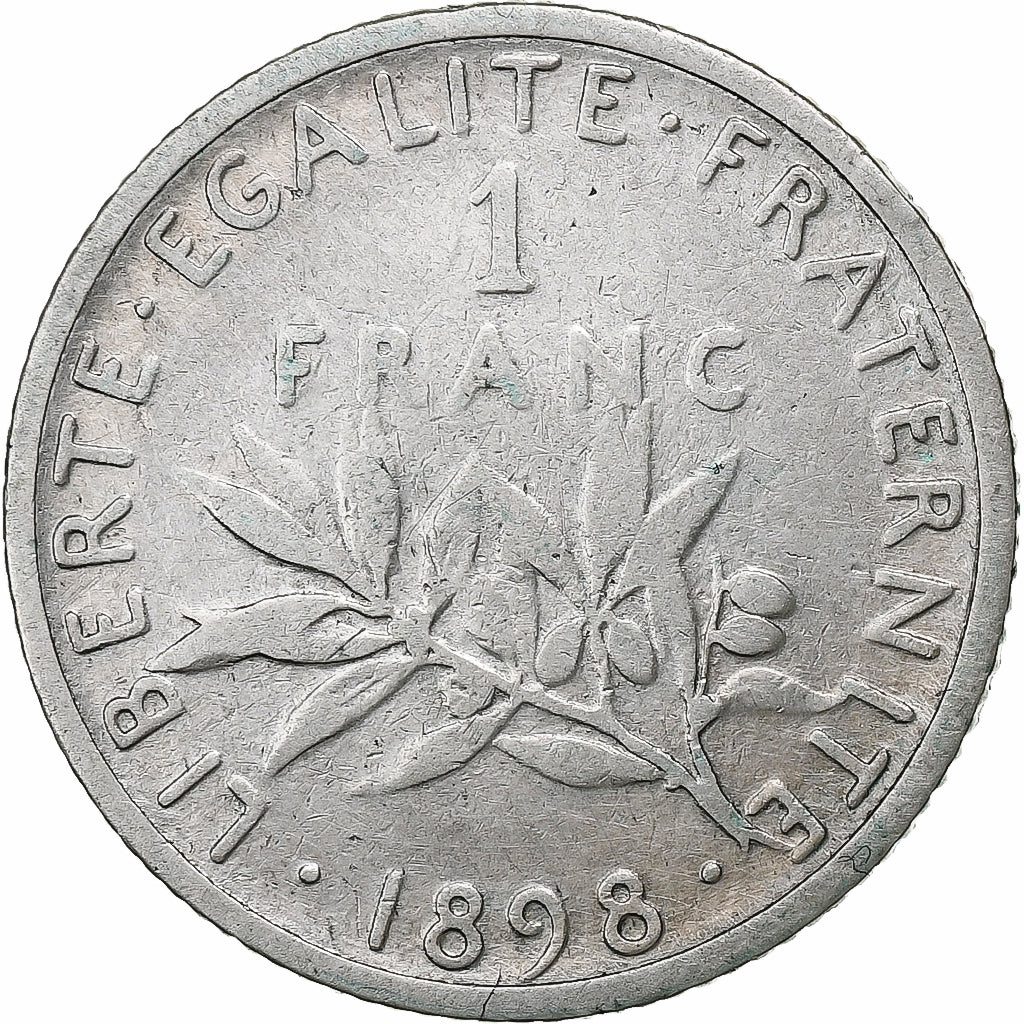 France, Franc, Semeuse, 1898, Paris, Silver, VF(20-25), Gadoury:467, KM:844.1