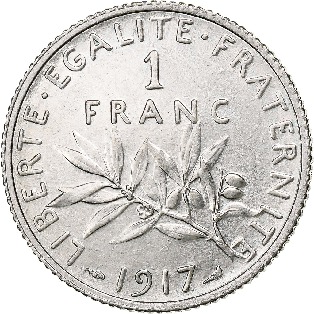 France, Franc, Semeuse, 1917, Paris, Argent, SUP+, Gadoury:467, KM:844.1