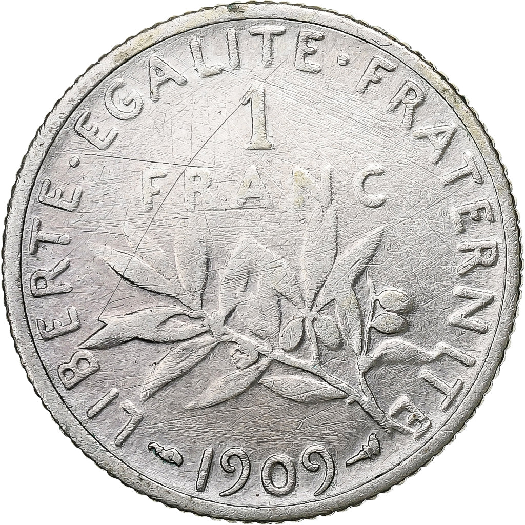 France, Franc, Semeuse, 1909, Paris, Argent, TB, Gadoury:467, KM:844.1