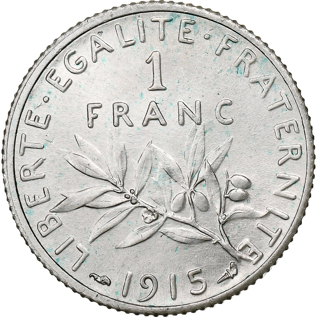 France, Franc, Semeuse, 1915, Paris, Silver, MS(63), Gadoury:467, KM:844.1