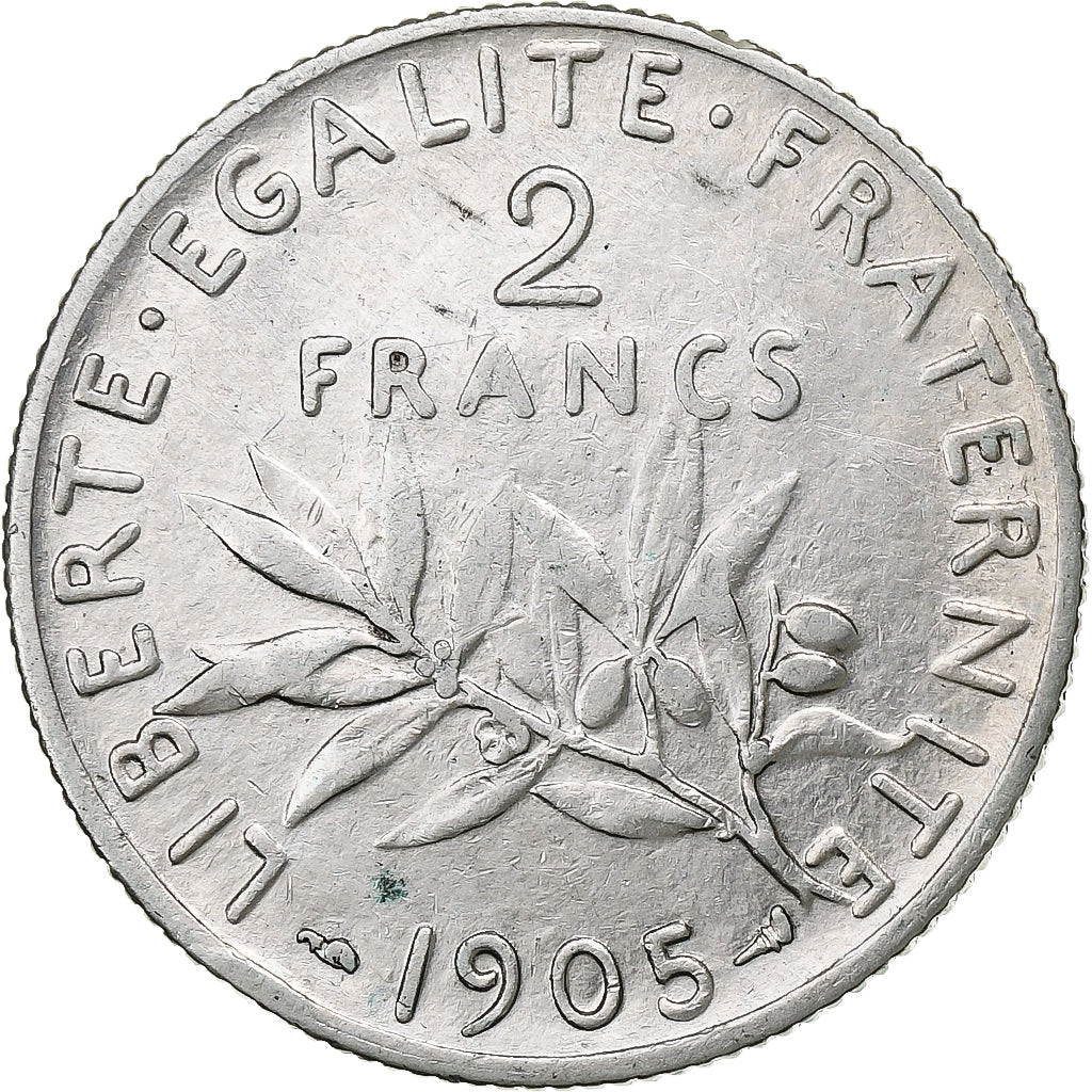 France, 2 Francs, Semeuse, 1905, Paris, Silver, VF(30-35), Gadoury:532, KM:845.1
