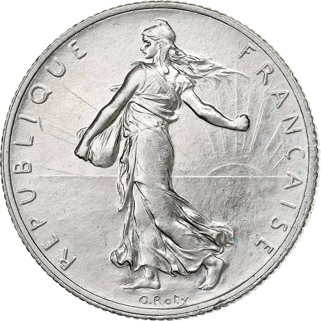 France, 2 Francs, Semeuse, 1918, Paris, Silver, MS(60-62), Gadoury:532, KM:845.1