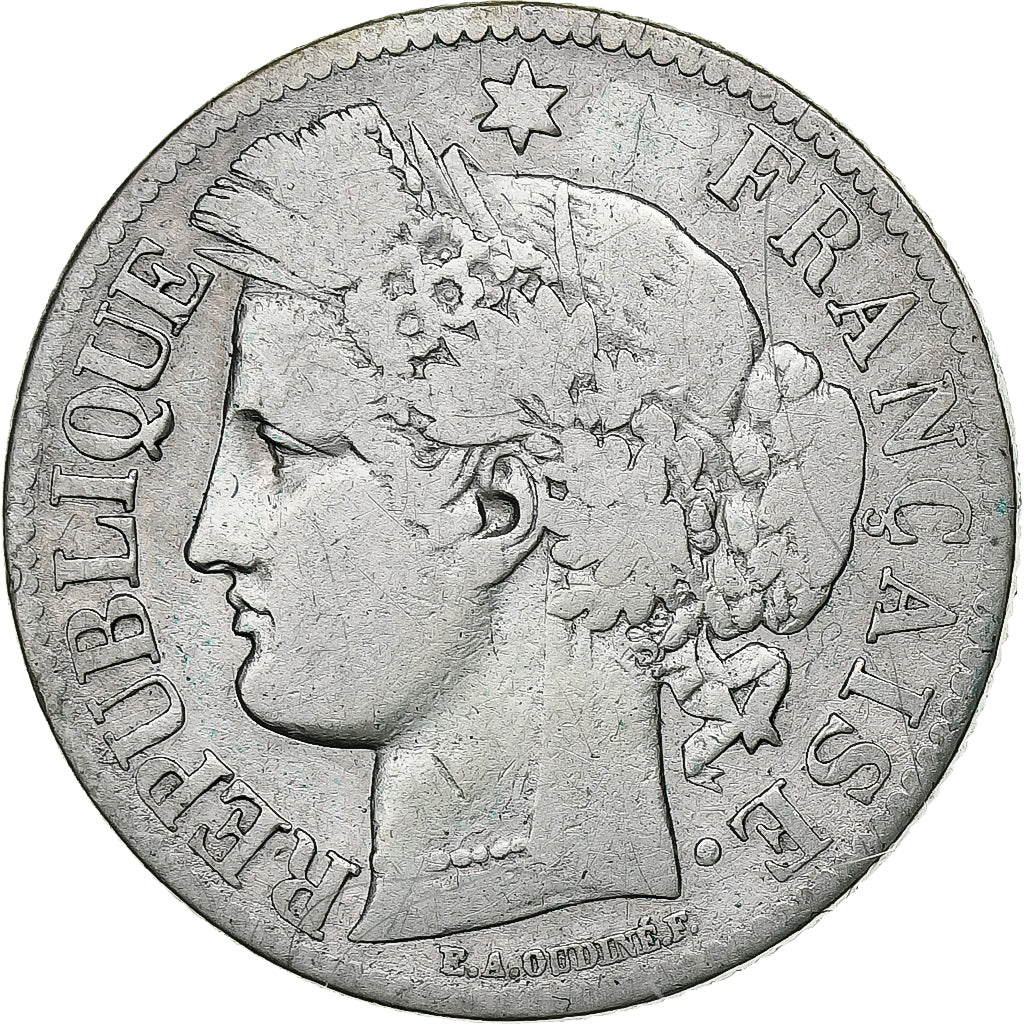 Frankreich, 2 Francs, Cérès, 1873, Paris, Silber, SGE+, Gadoury:530a, KM:817.1
