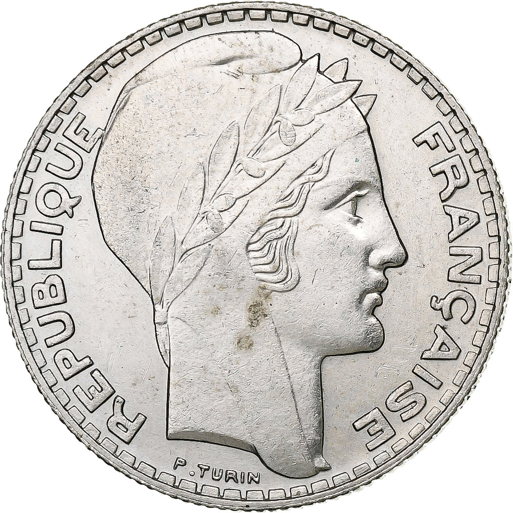 France, 10 Francs, Turin, 1933, Paris, Silver, EF(40-45), Gadoury:801, KM:878
