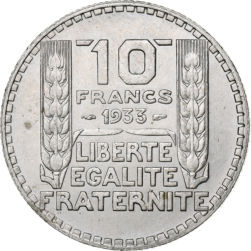 France, 10 Francs, Turin, 1933, Paris, Silver, EF(40-45), Gadoury:801, KM:878