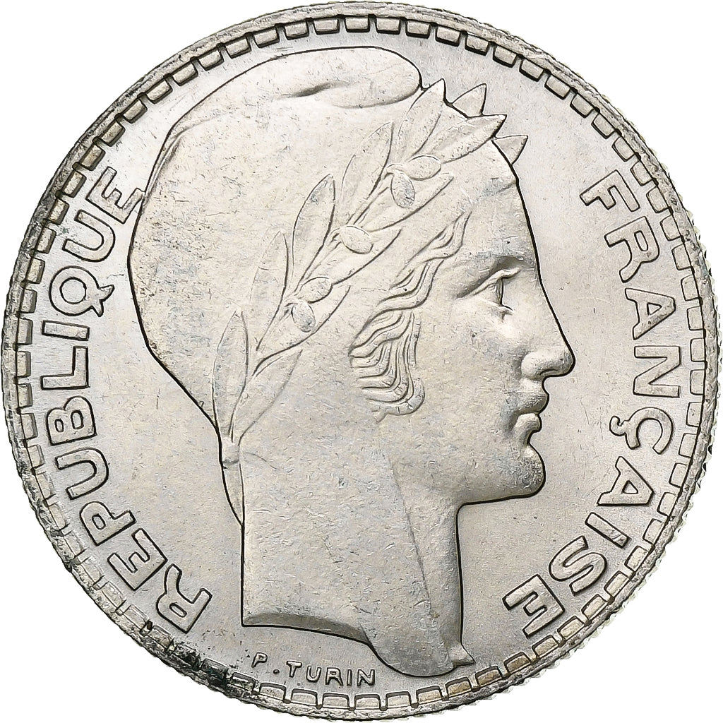 France, 10 Francs, Turin, 1938, Paris, Silver, MS(60-62), Gadoury:801, KM:878