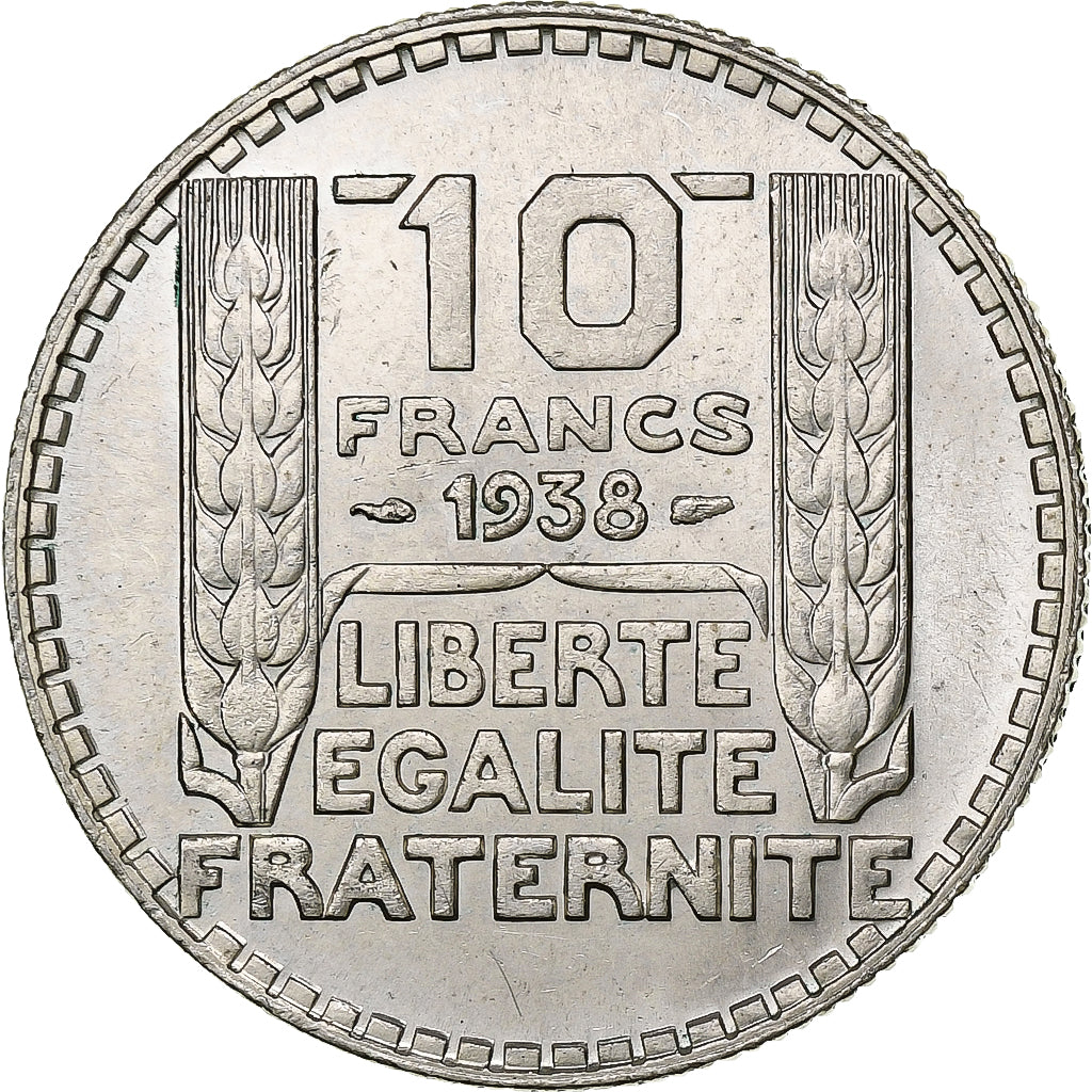 France, 10 Francs, Turin, 1938, Paris, Silver, MS(60-62), Gadoury:801, KM:878
